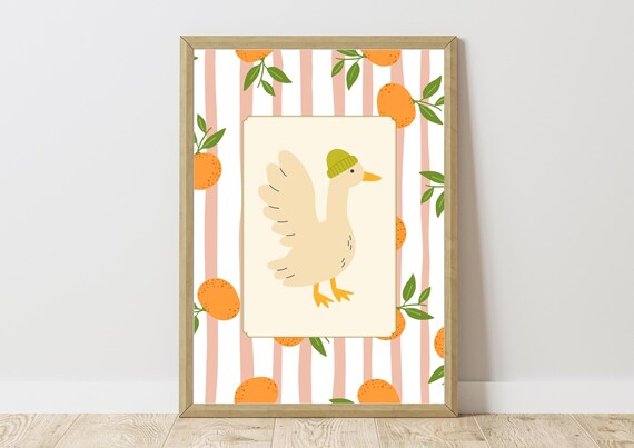 Silly Goose Wall Art Cool Print Kids Room Decor Kitchen Farmhouse Cute Playroom Poster Fun Boy Nursery