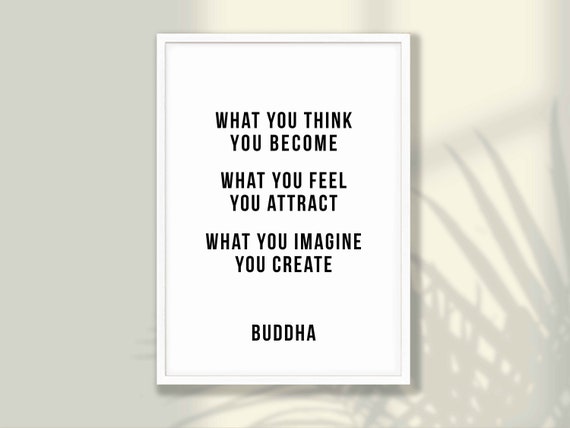 Buddha Quote Poster What You Think Become Print Wall Art Inspirational Quotes Home Office Decor