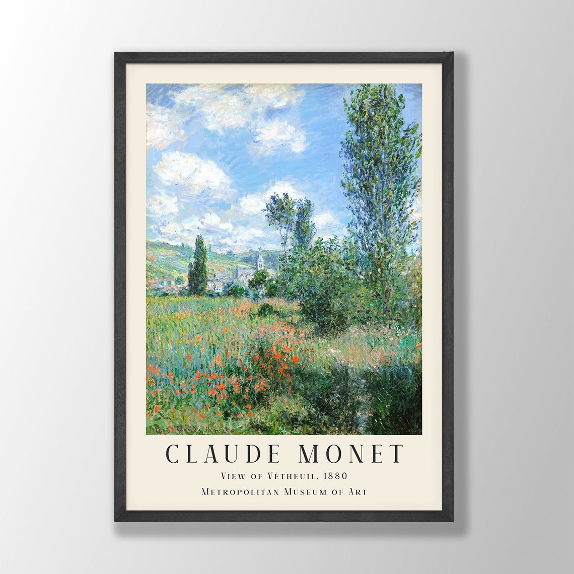 Claude Monet View of Vtheuil Art Print, Farmhouse Decor