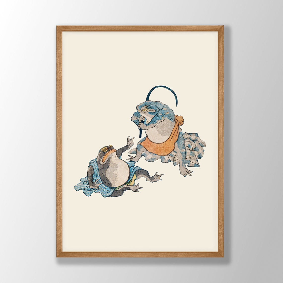 Frog Warriors Fighting Vintage Japanese Ukiyo-e Animal Poster