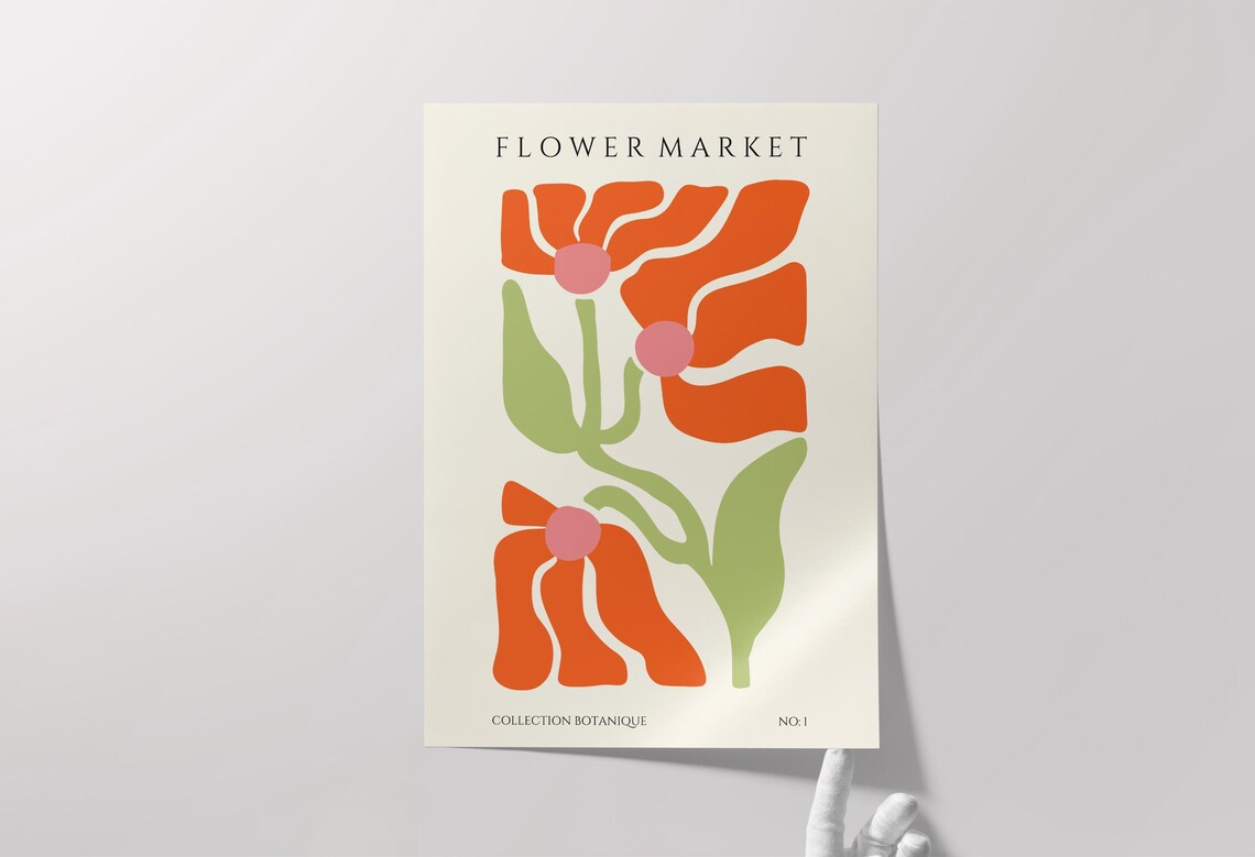 Flower Market Orange Poppy Abstract Botanical No 1 Modern Poster