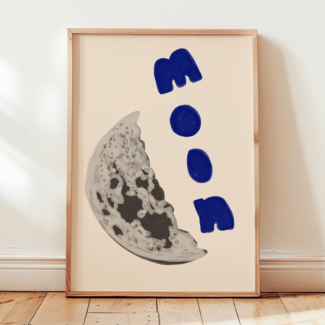 Moon Phases Watercolor Nursery Word Art for Kids Room Bedroom Poster