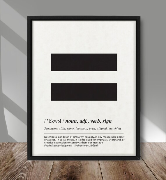 Equal Sign Definition Typography Symbol Minimalist Black Poster