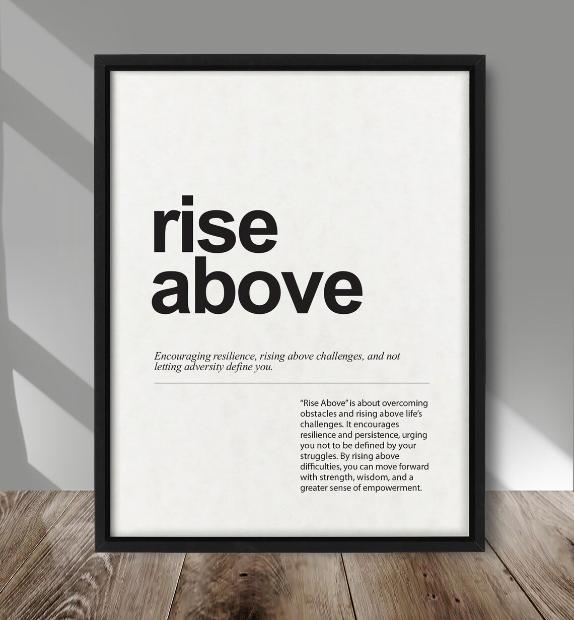 Rise Above Quote Poster, Minimalist Typography