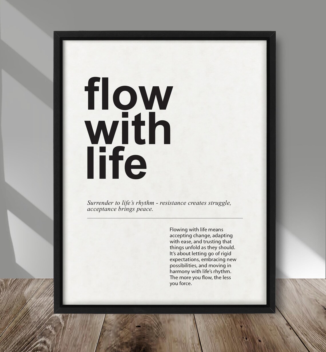 Flow With Life Definition Poster, Mindfulness Quote