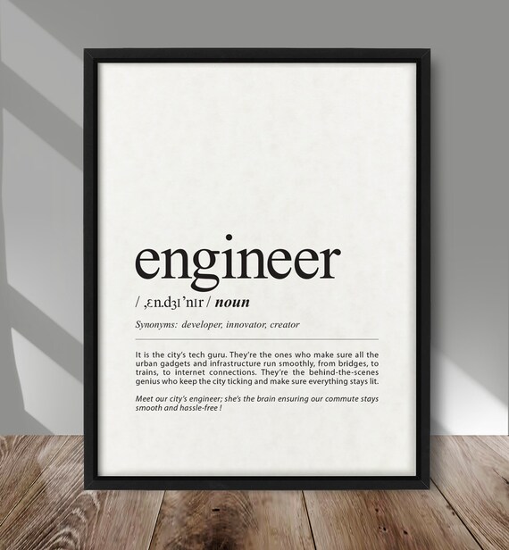 Engineer Definition Poster Print Urban Vibe Quirky Trend Wall Funny