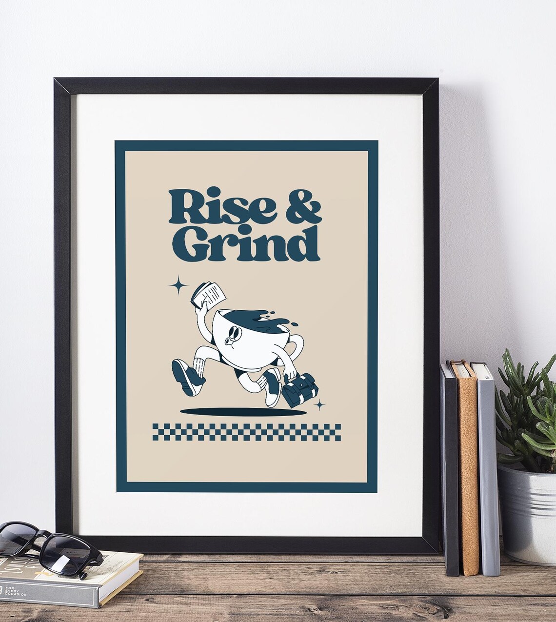 Rise Grind Coffee Retro Poster, Modern Kitchen Decor - Image 2