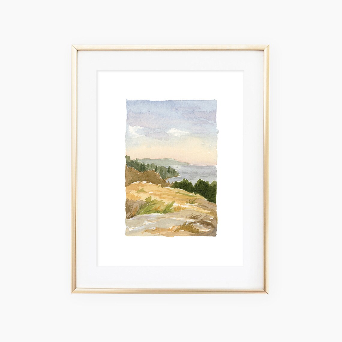 Seattle's Discovery Park Sunset Watercolor Art Print