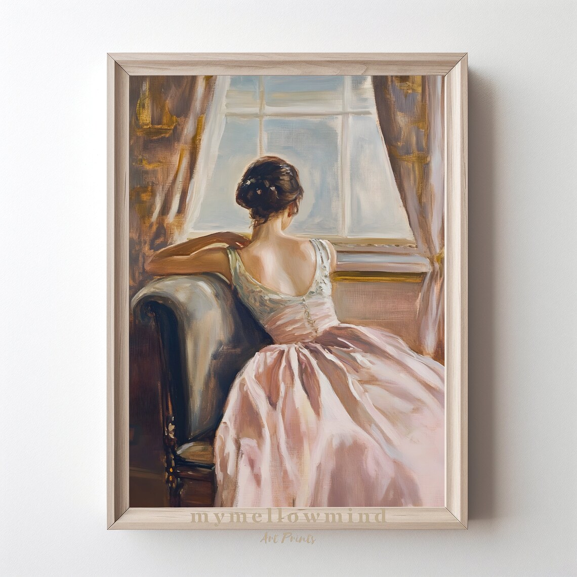 Elegant Lady By The Window Art Print, Classic Decor