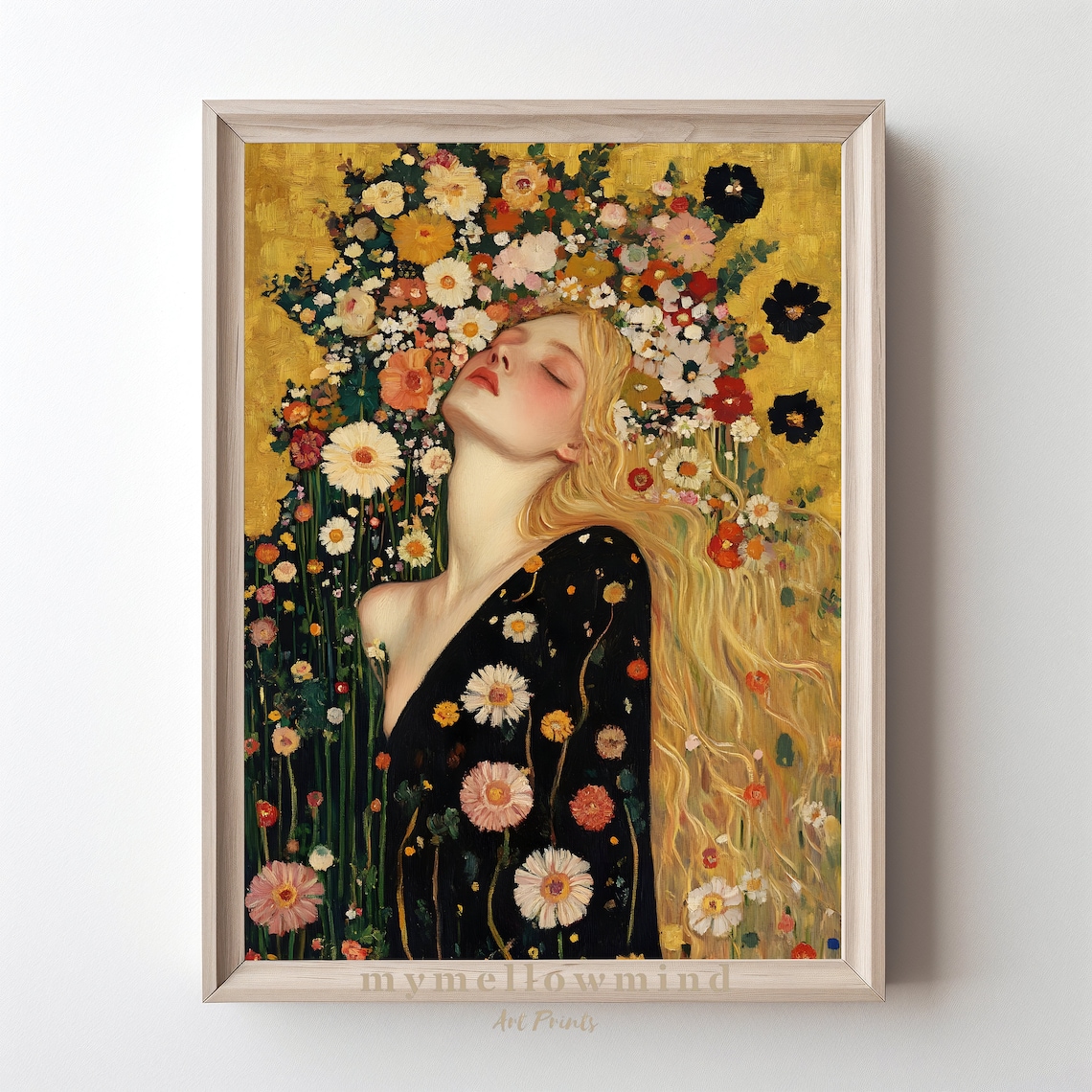Floral Reverie Art Print, Romantic Botanical Woman