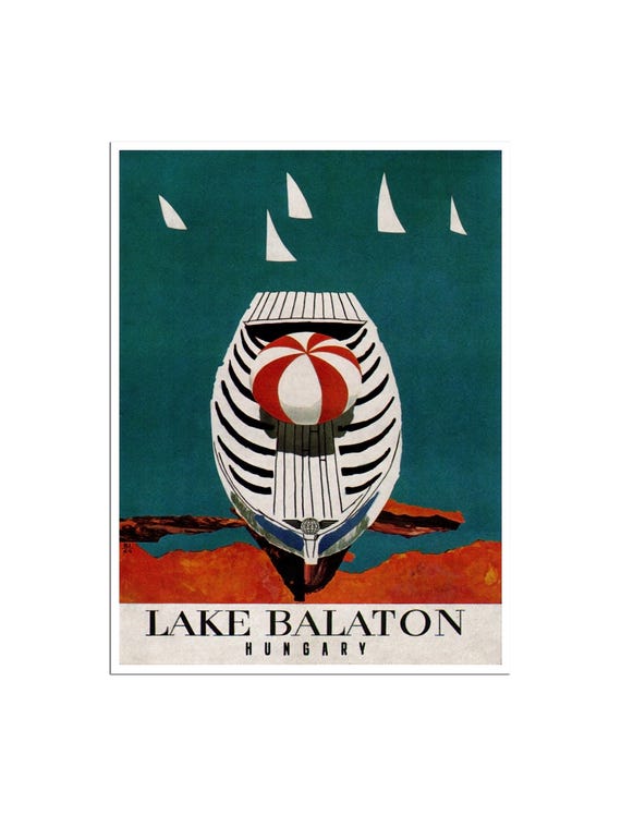 Lake Balaton Poster Hungary Travel Print Hungarian Art Xr138a