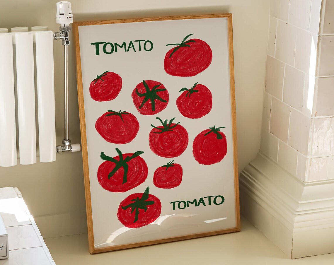Tomato Print, Retro Kitchen Food Art Poster