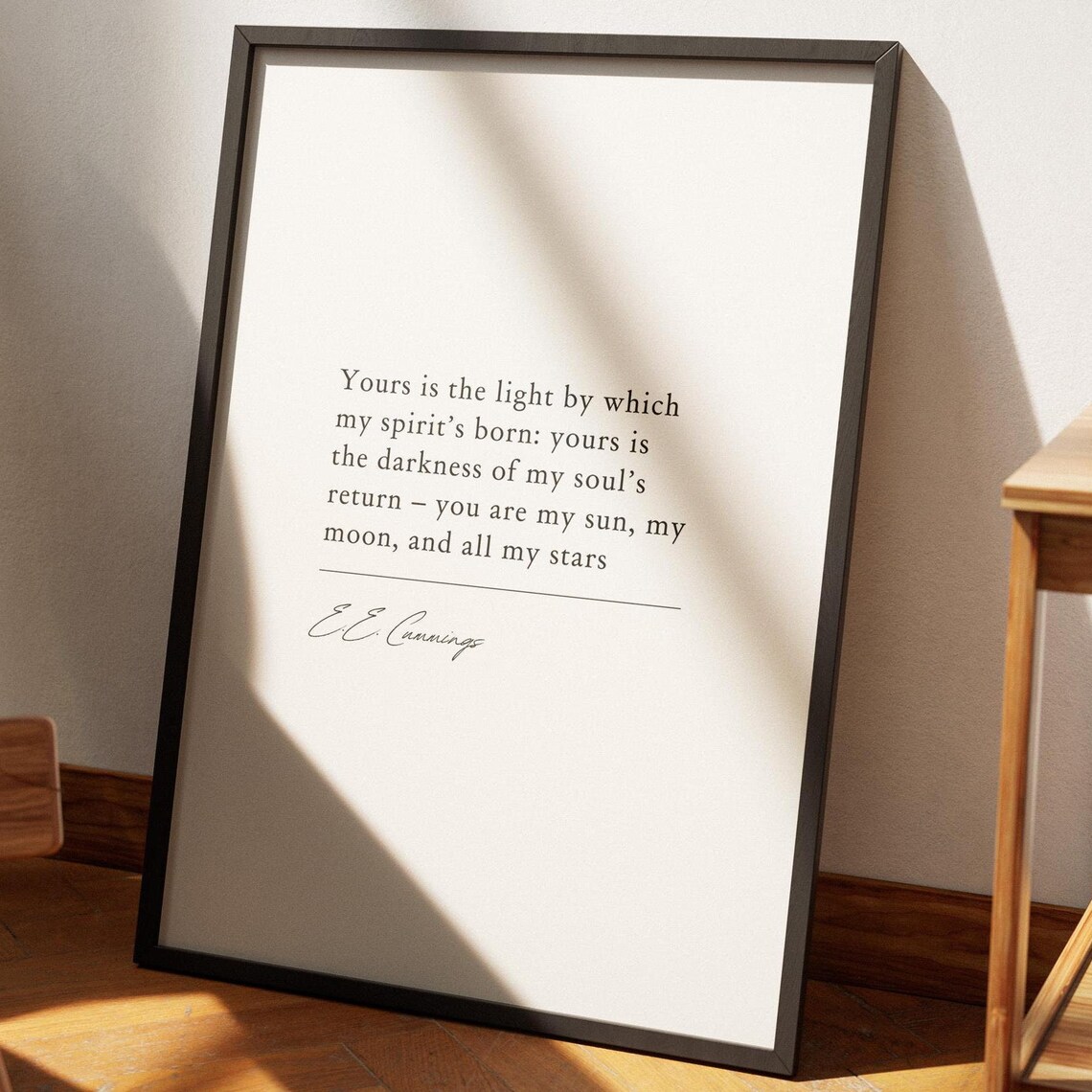E.E. Cummings You Are My Sun My Moon Minimalist Black Quote Poster - Image 7
