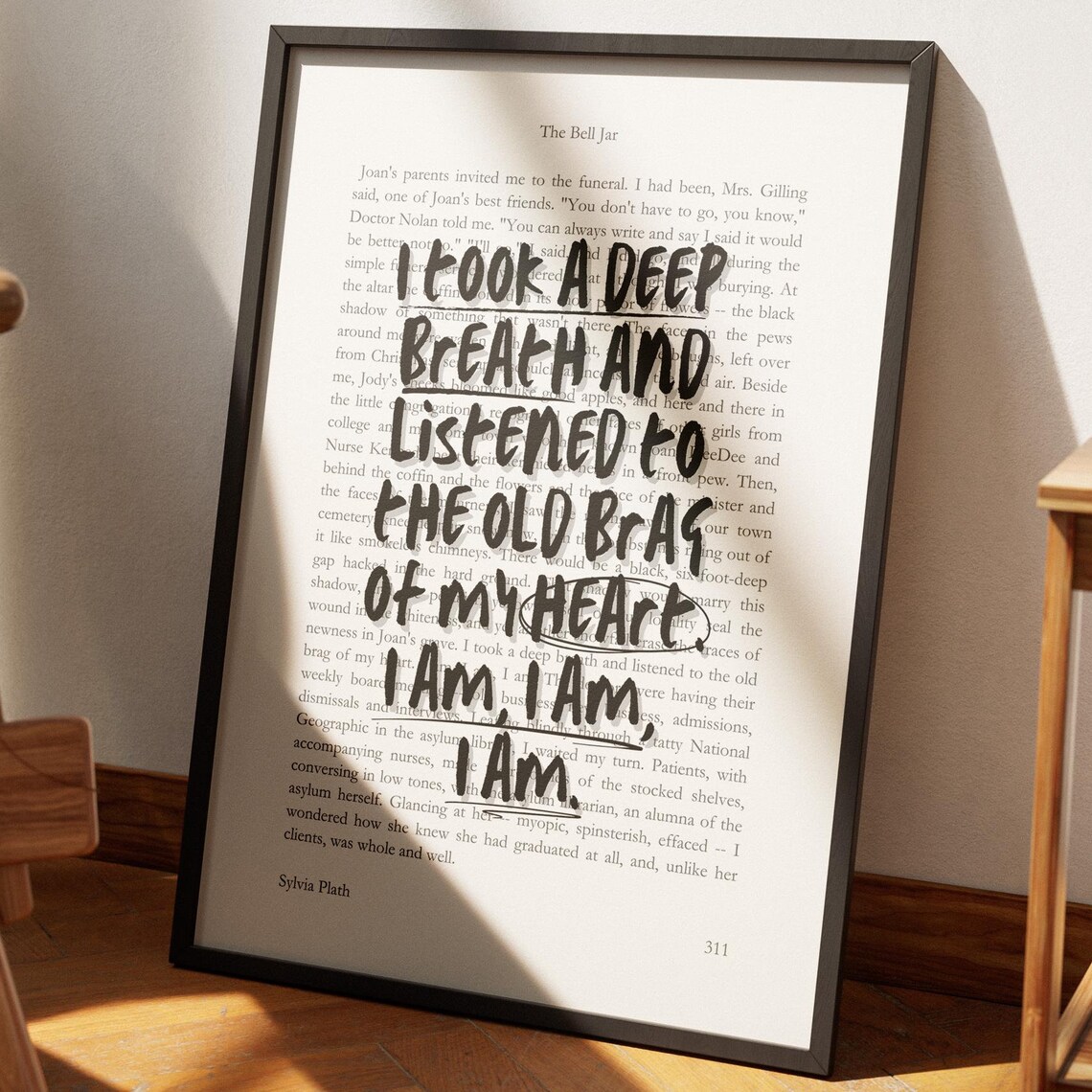 Sylvia Plath I Am I Am I Am Bell Jar Quote Poster Book Page Design