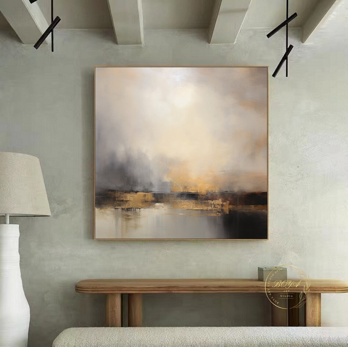 Minimalist Beige Seascape Abstract Art Print, Wabi Sabi - Image 2