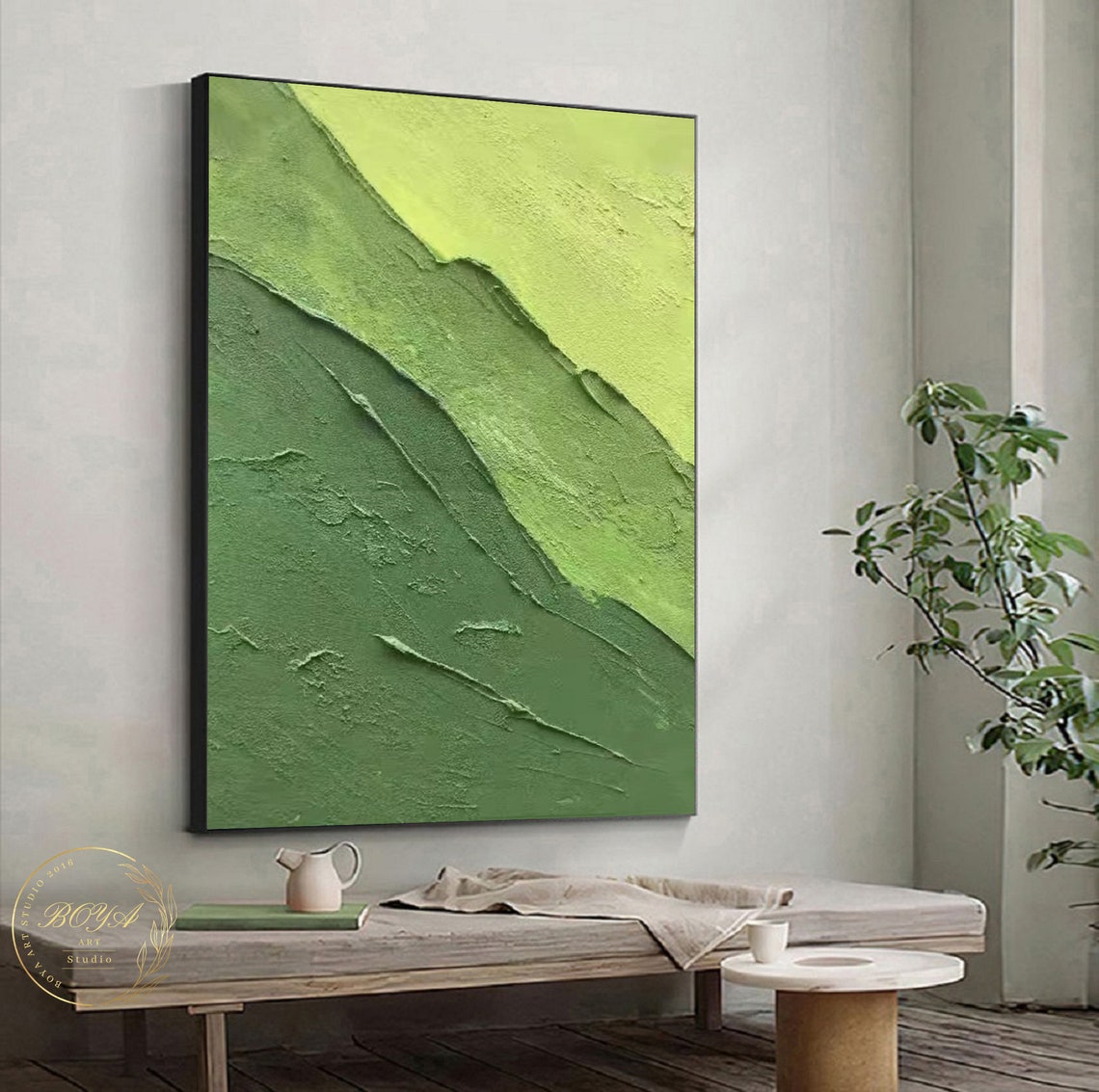 Fresh Lime Green Ombre Gradient Textured Minimalist Abstract Poster - Image 5