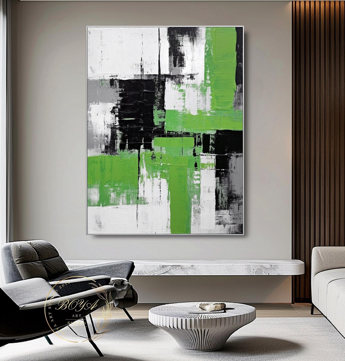 Minimalist Green Abstract Wall Art Print, Textured Modern - Image 5
