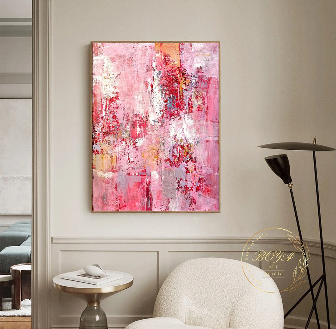 Pink Abstract Painting, Modern Pink Wall Art Print - Image 3
