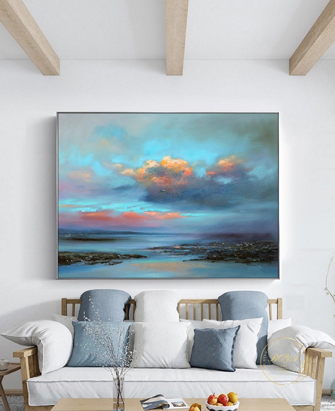 Original Cloud Abstract, Blue Sea Seascape Art Print - Image 2