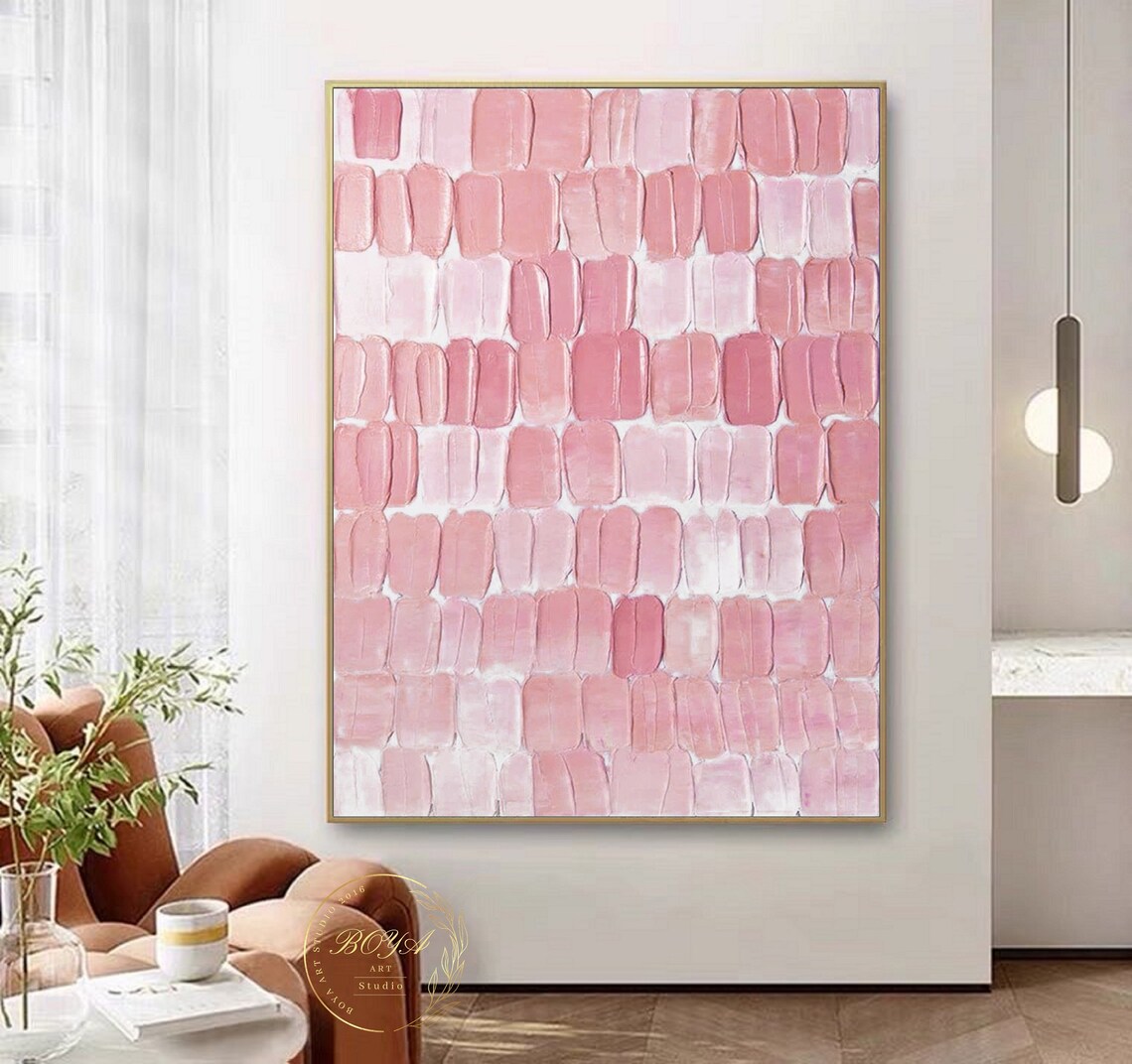 Pink Textured Abstract Painting, Minimalist Art Print - Image 4