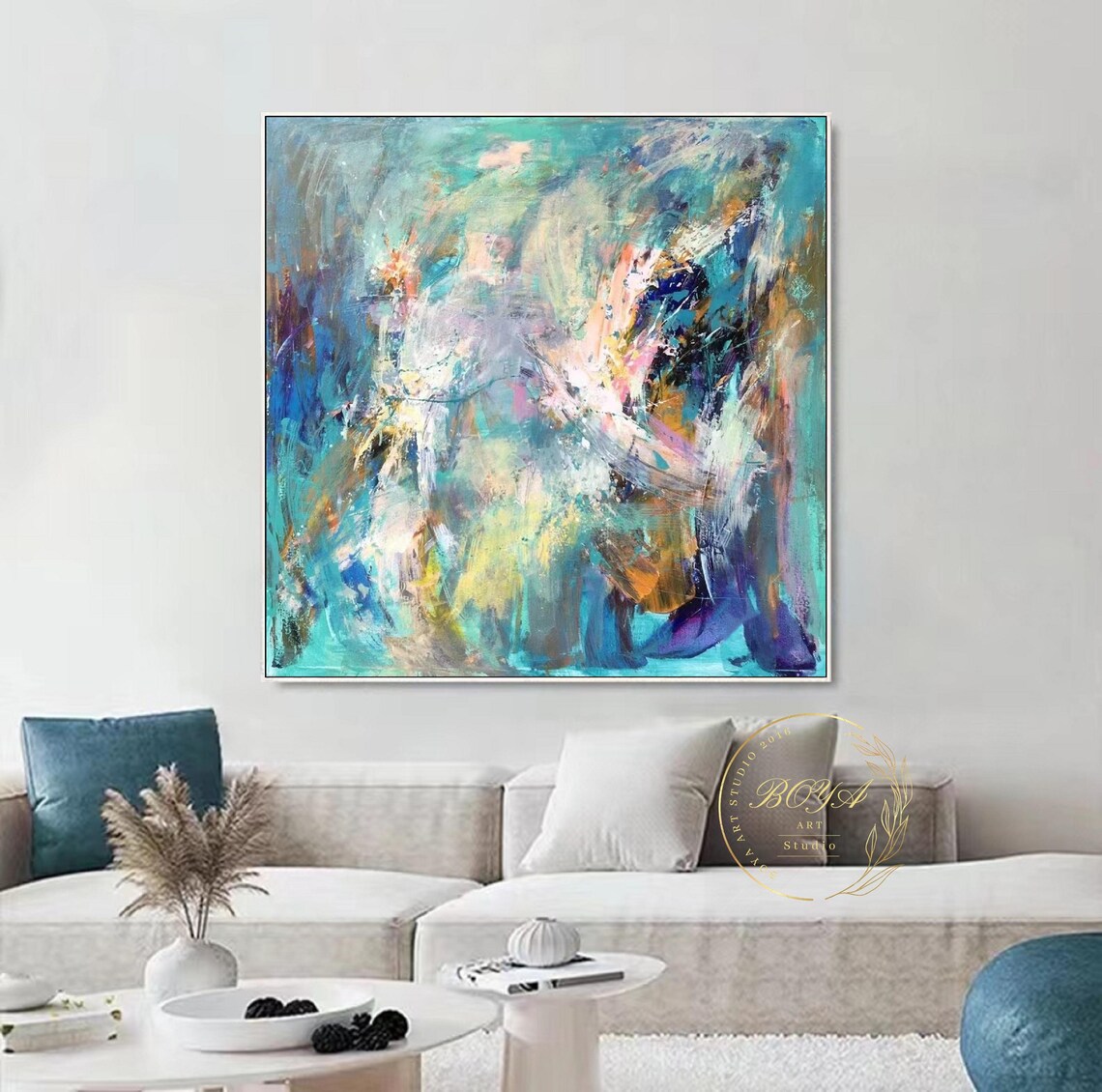Multicolor Abstract Green Art Print, Contemporary Art - Image 2