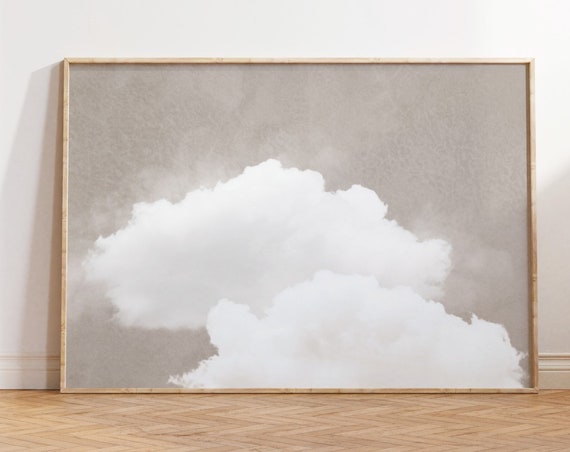 Beige Cloud Wall Art Print Neutral Wall Art Minimalist Landscape Poster Above Bed Decor Sky Wall Decor Above Bed Print Living Room
