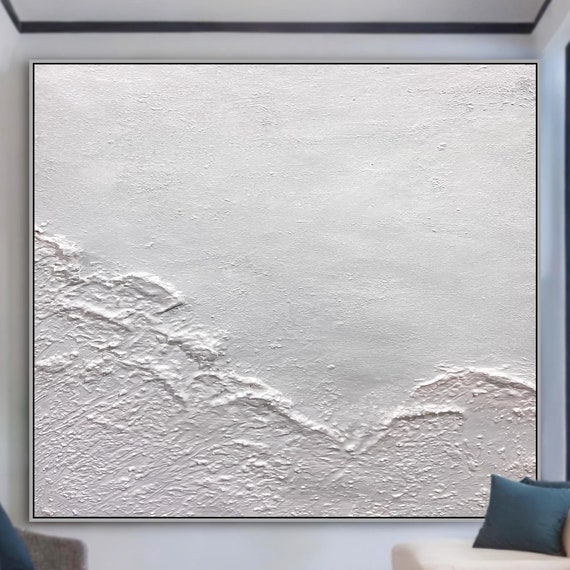 Original Mountain Large Oil Painting White Textured Abstract Artwork Wall Art 3d Handmade Home Decor For Living Room Gallery Wall