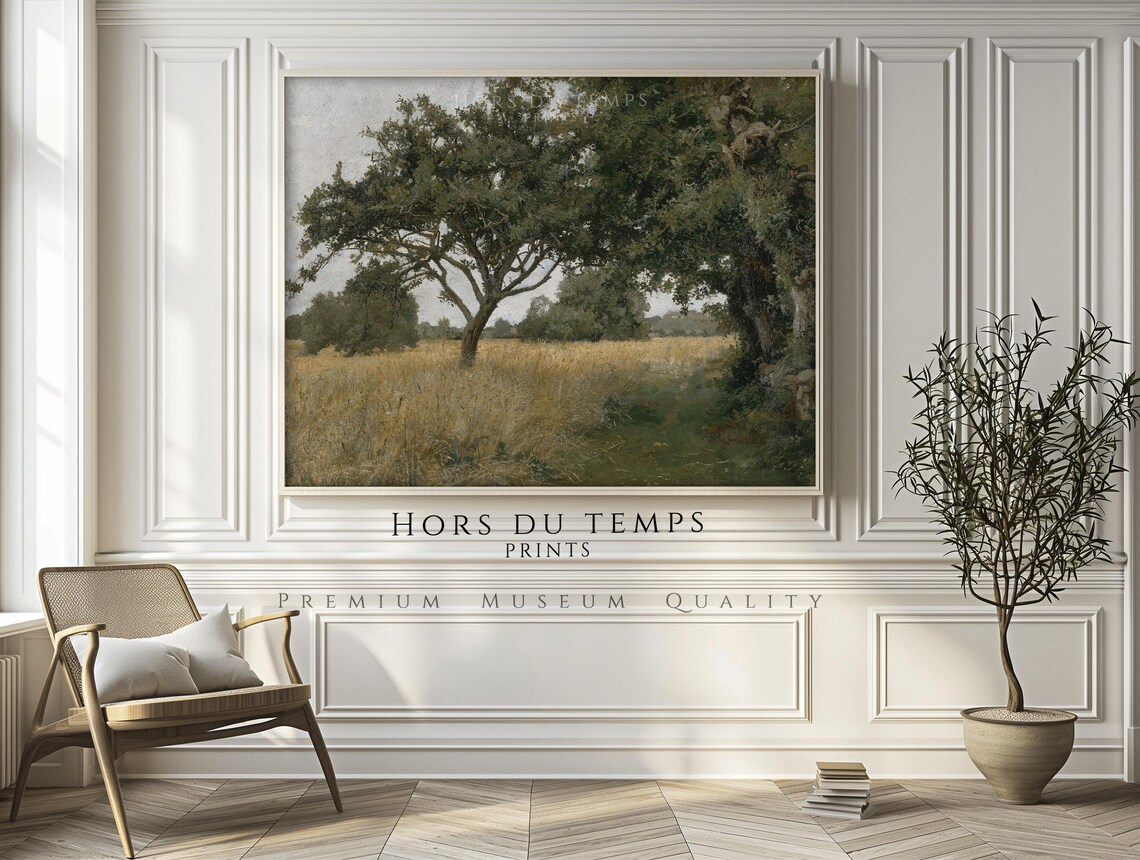 Golden Wheat Field Majestic Tree Vintage Farmhouse Landscape Poster - Image 2