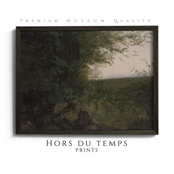 Moody Dark Forest Painting Muted Green Tones Landscape Tranquil Nature Vintage Art Hors Du Temps Prints