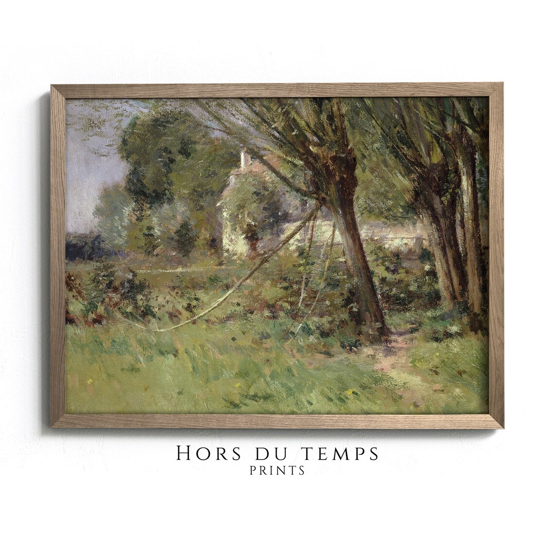 Leaning Willow Grove House Glimpse Vintage Green Landscape Poster