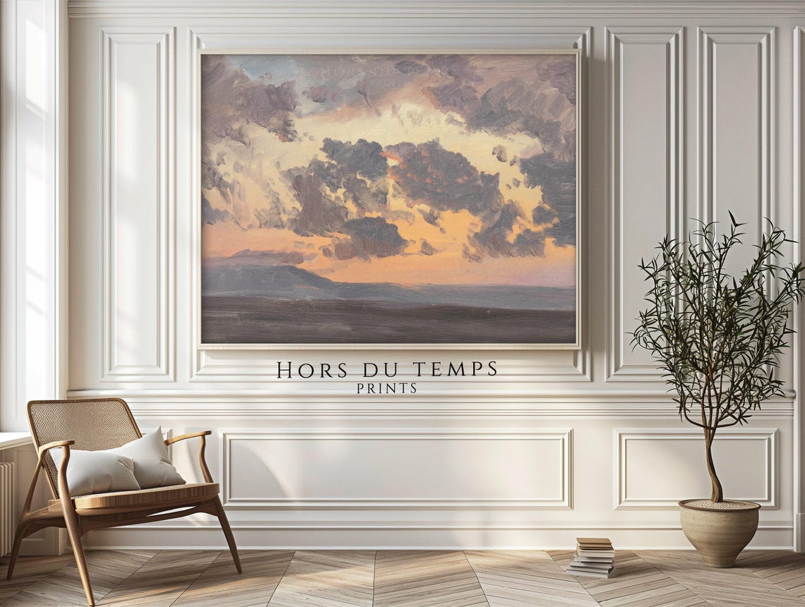 Cloudy Pastel Sunset Sky Soft Golden Horizon Dreamy Cloud Art Poster - Image 2