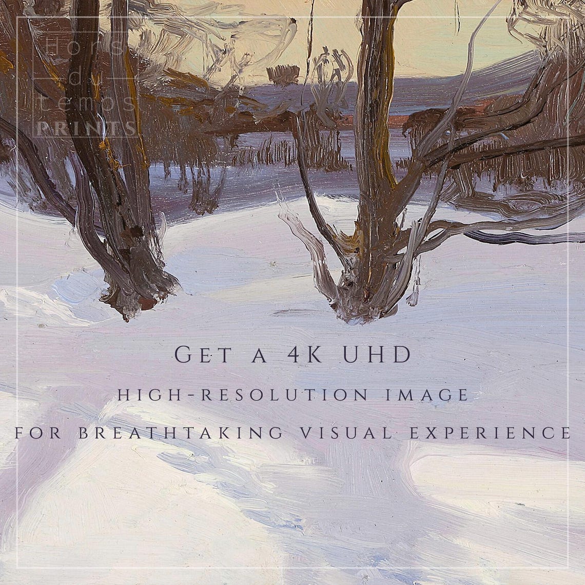 Bare Trees in Soft Blue Snow Painterly Winter Landscape Poster - Image 2