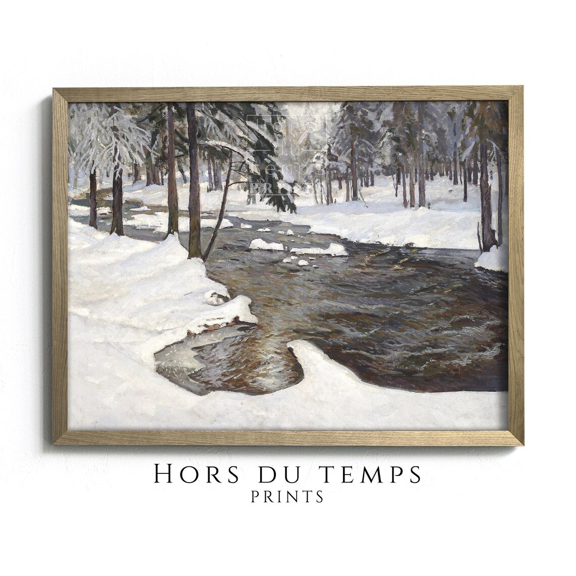 Winter Rapids Through a Snowy Forest Bright Winter Scene Poster