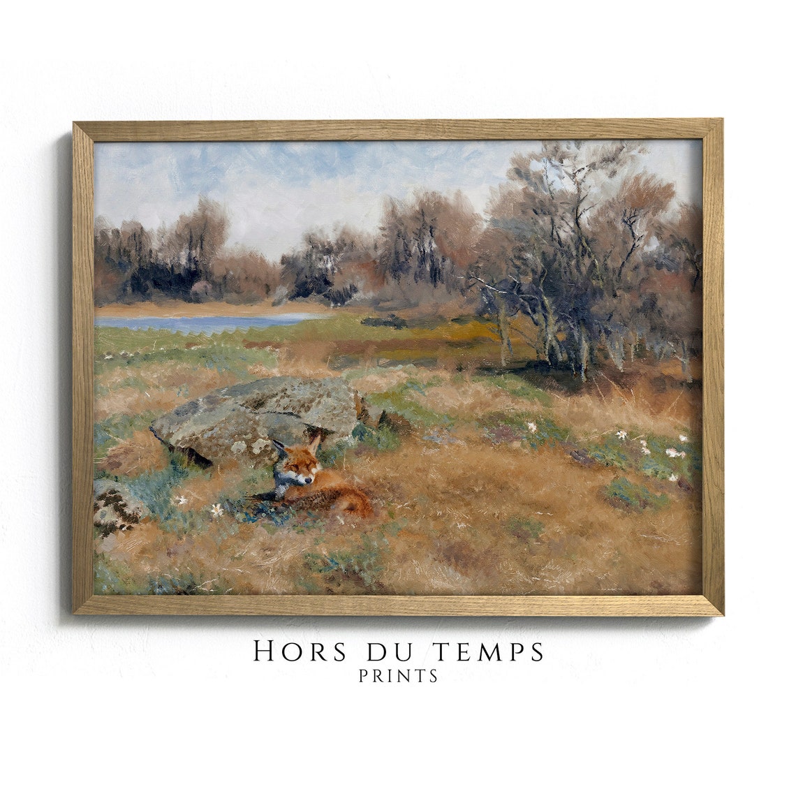 Red Fox in Autumn Meadow Vintage Wildlife Nature Art Wall Poster