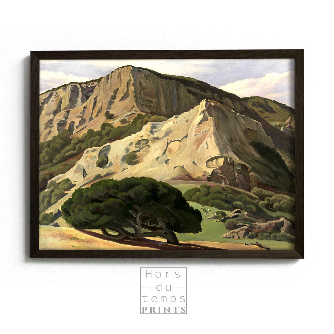Rugged Cliff Pine Tree Windswept Mountain Valley Vintage Art Poster - Image 2
