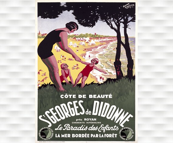 Saint Georges de Didonne Beach Children Paradise Vintage Travel Poster