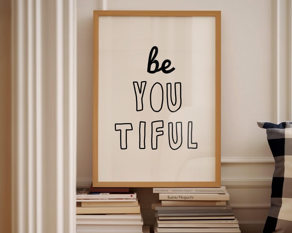 Wall Art Poster For Girlfriend Gift Black And White Typography Print Inspirational Saying Decor Beyoutiful - Image 2