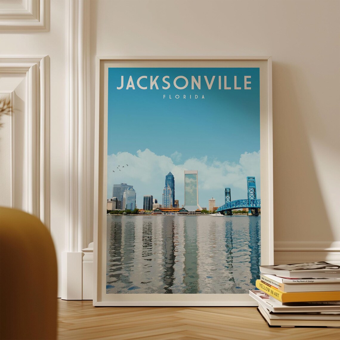 Jacksonville Florida Skyline Vintage Travel Poster