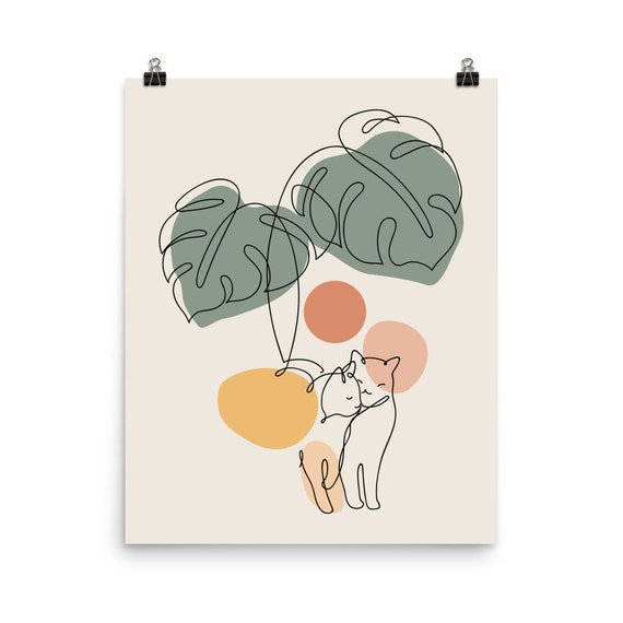 Cat And Plant 36 Poster Print