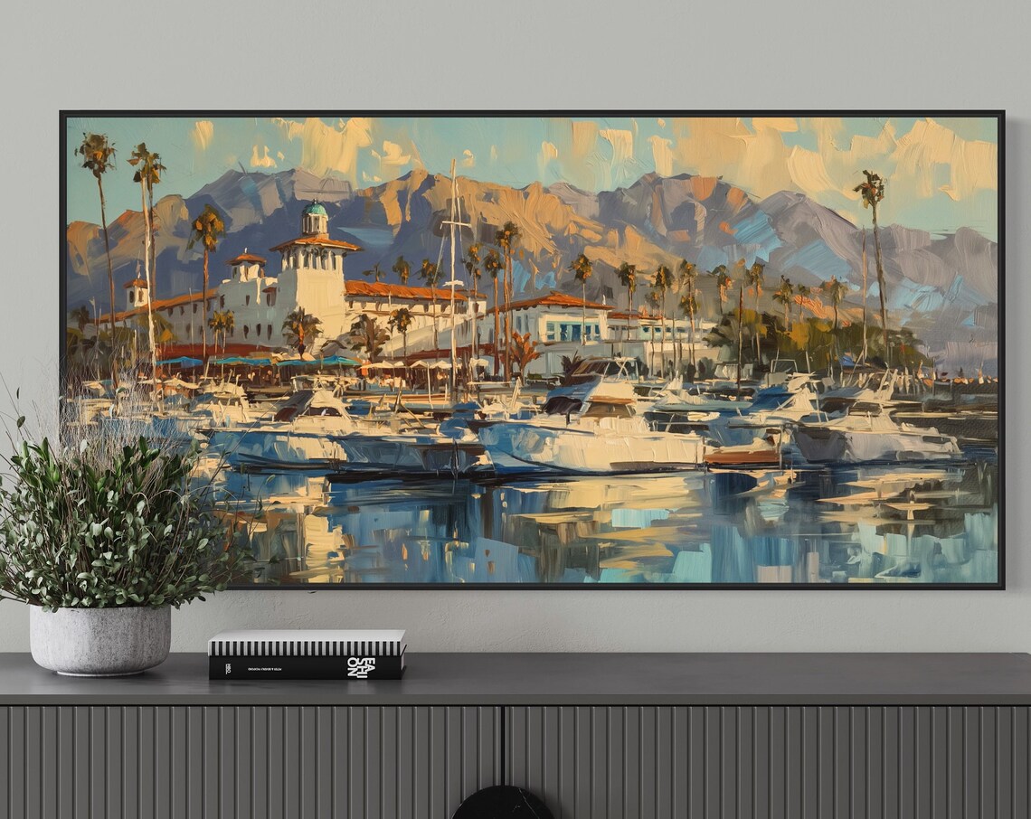 California Marina Harbor Sailboats Golden Sunset Water View Poster