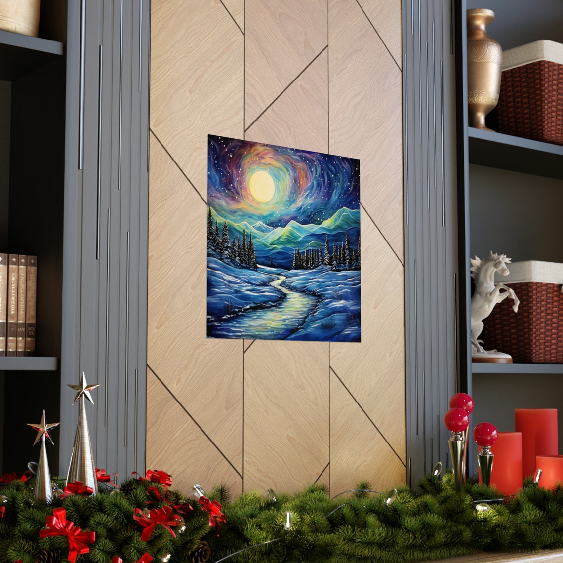 Post Impressionism Twilight Hour And Northern Lights, Moon Poster - Image 3