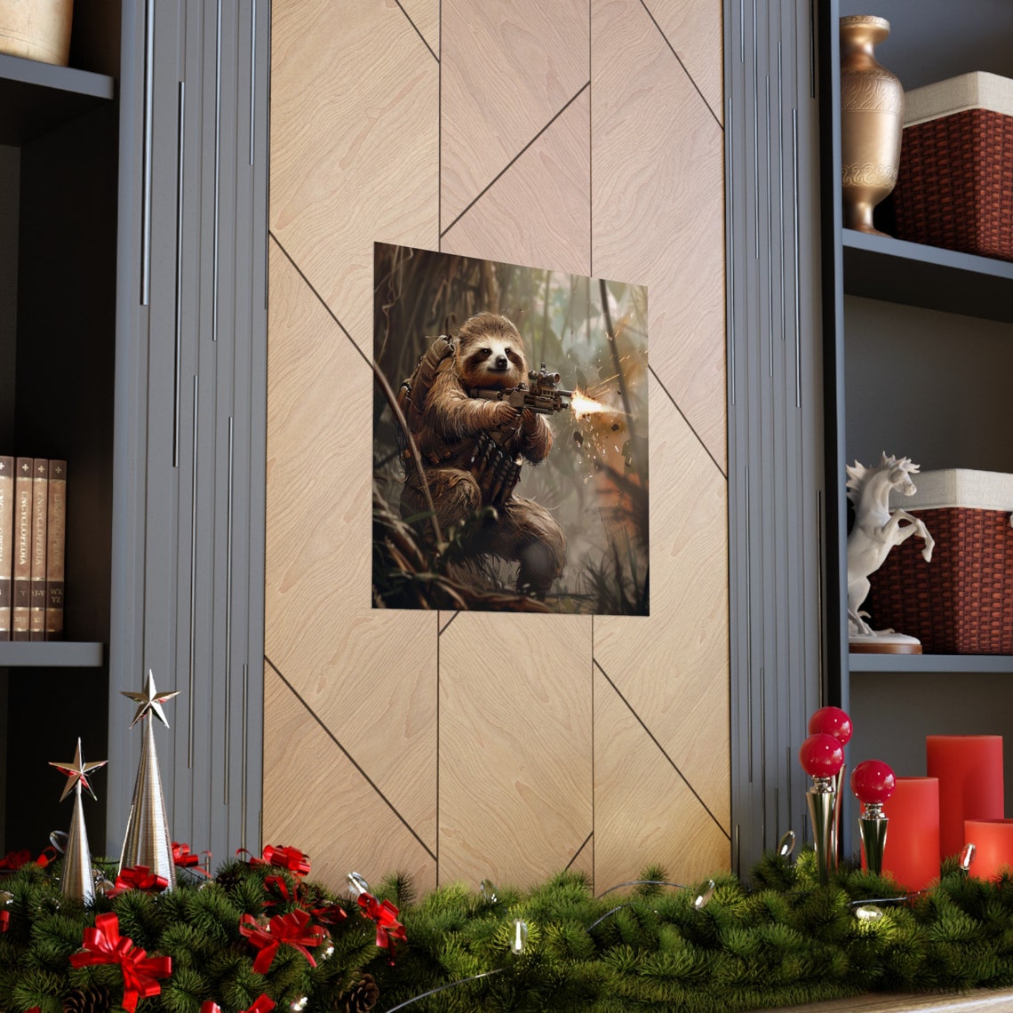 Army Sloth Poster, Sloth Humor Art Print - Image 3
