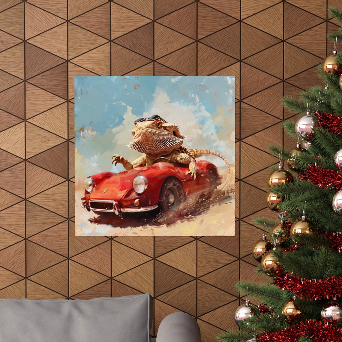 Bearded Dragon Driving Sports Car, Abstract Art - Image 4