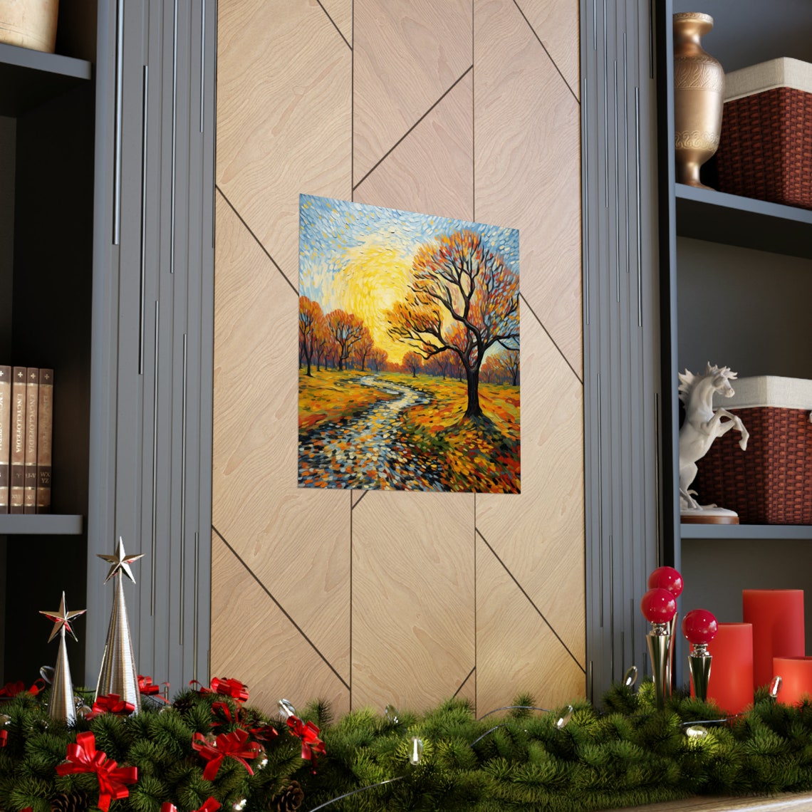 Windy Fall Day, Post-Impressionist Sunset Poster - Image 3