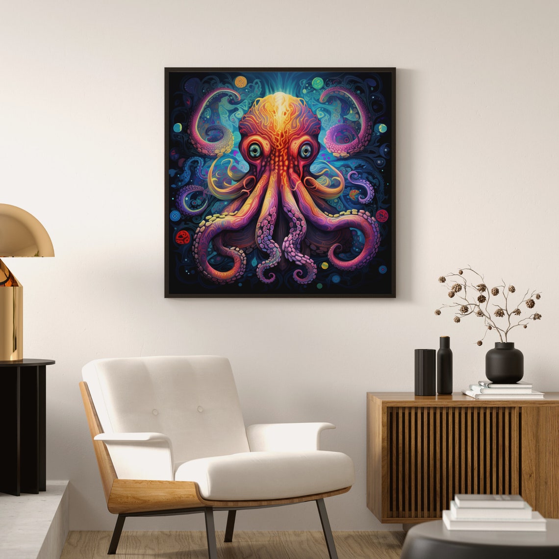 Rainbow Octopus 2 Trippy Psychedelic Poster - Image 2