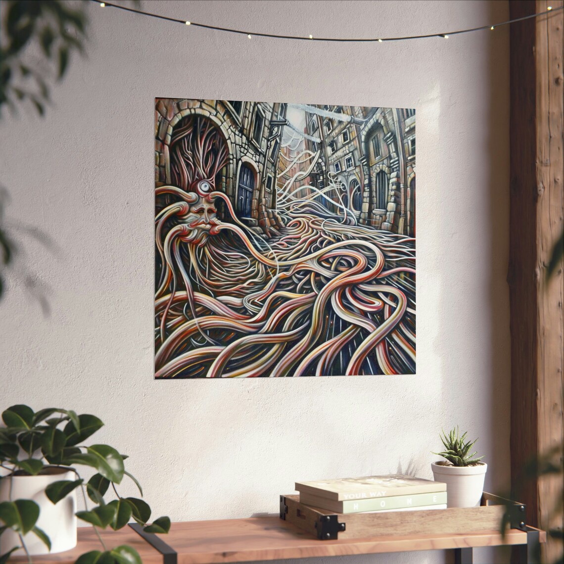 Plugged In Poster, Trippy Abstract Cityscape