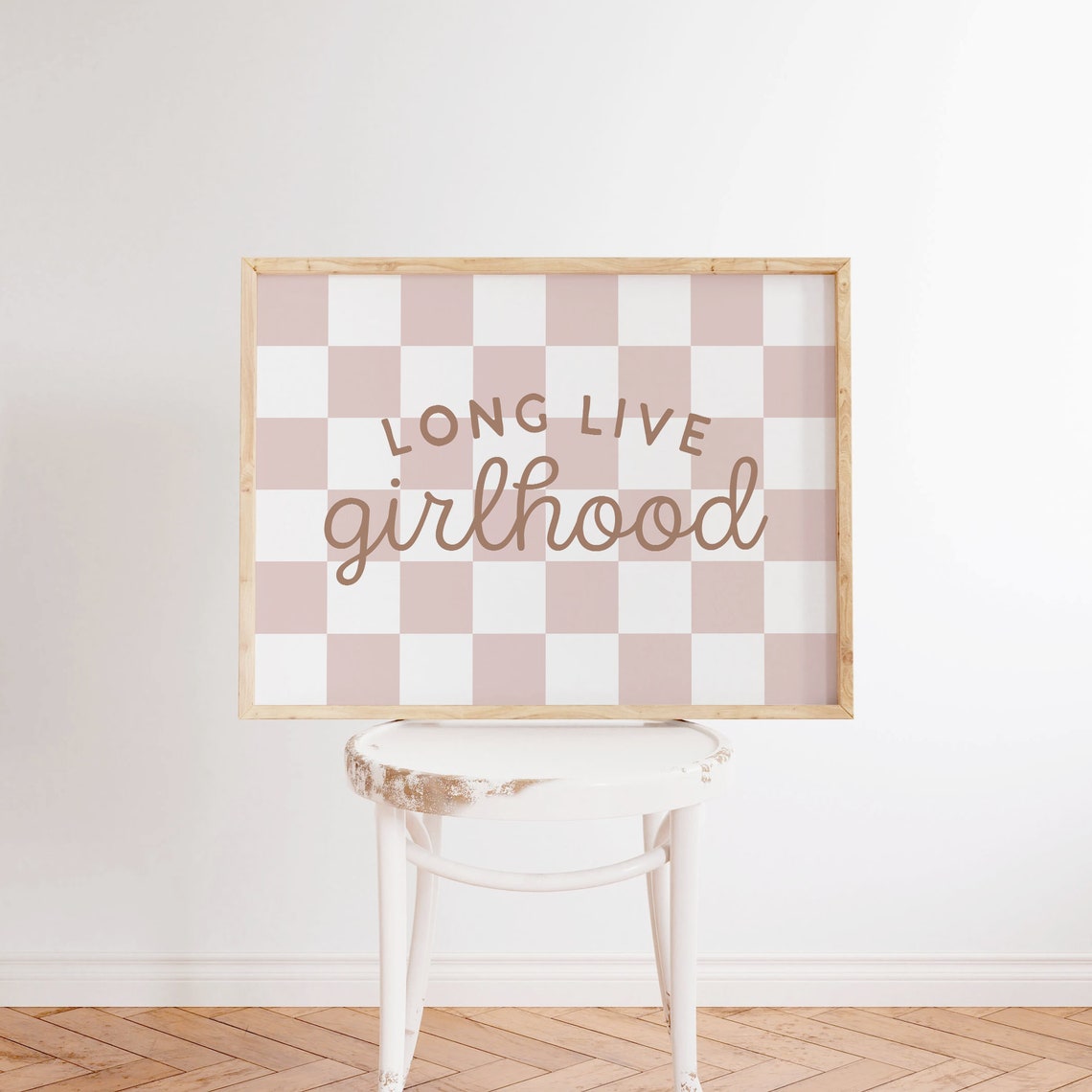 Long Live Girlhood Print Pink Girls Room Wall Art Boho Nursery Decor Checkered Retro Print Inspirational Girls Room Decor Quote Print - Image 3