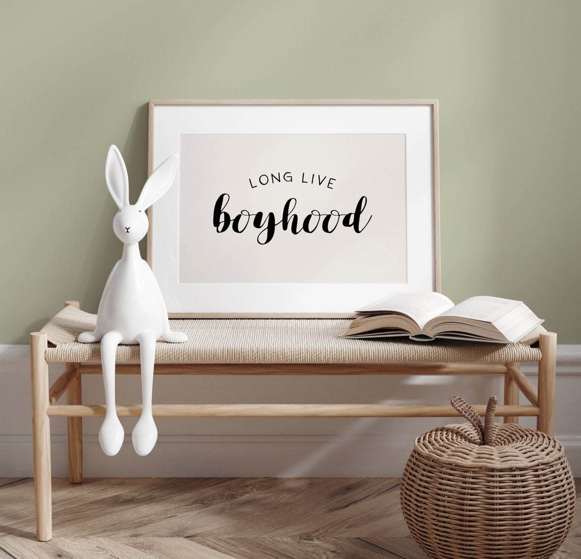Long Live Boyhood Script Lettering Boys Nursery Decor Poster - Image 2