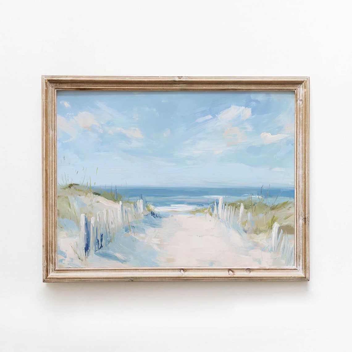 Light Airy Beach Path, Soft Neutral Coastal Art Print
