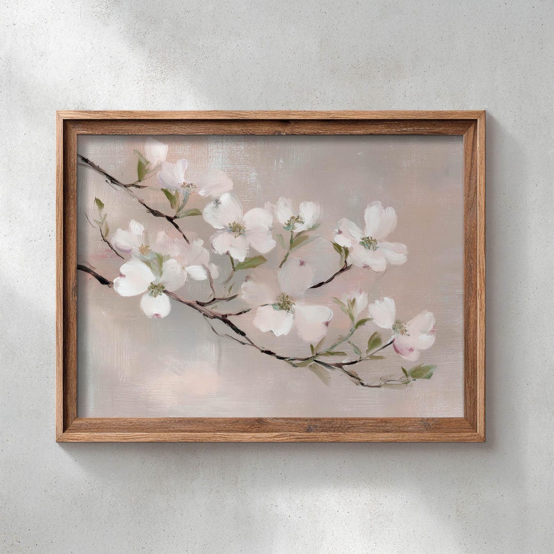 Blush Pink Dogwood Blossoms On Flowering Branch Vintage Spring Poster